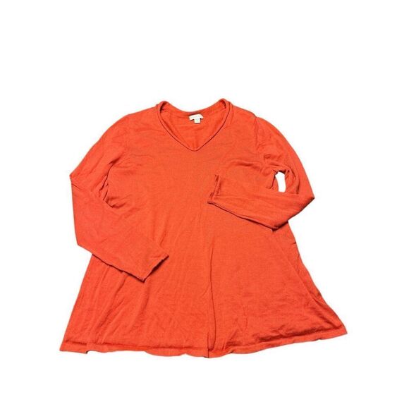 J Jill 100% Merino Wool Sweater Womens Size Medium Petite Salmon V-neck - Picture 1 of 6